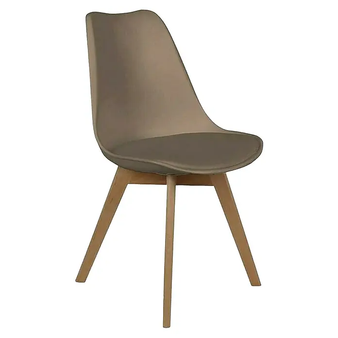 Home Deco Factory Silla Copenhague - Marrón, 4 pzs. - Diseño elegante: Una silla moderna con asiento beige y una base de madera elegante, lo que la convierte en un punto focal en cualquier habitación.