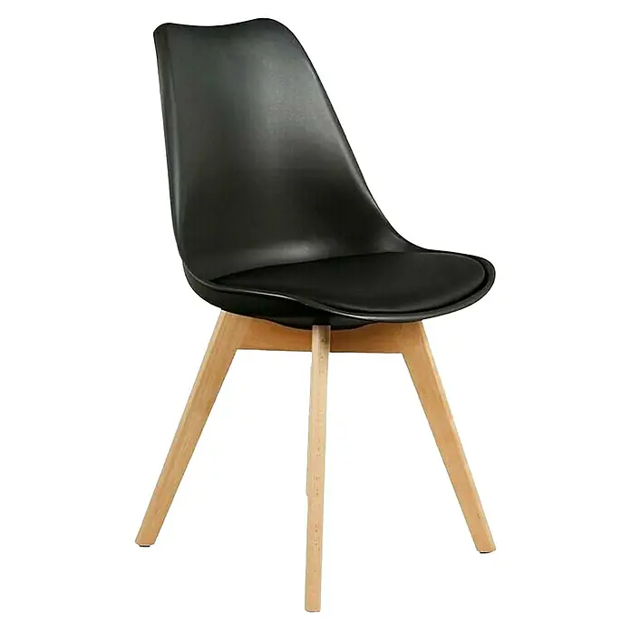Silla Copenhague - Negro, 4 pzs. - Silla negra con patas de madera, un mueble moderno para una vida elegante. Perfecta para comedor y oficina.