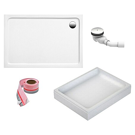 Ottofond Duschwannen-Set Puerto (L x B: 100 x 90 cm, Kunststoff, Weiß, Mit Duschwannenträger)