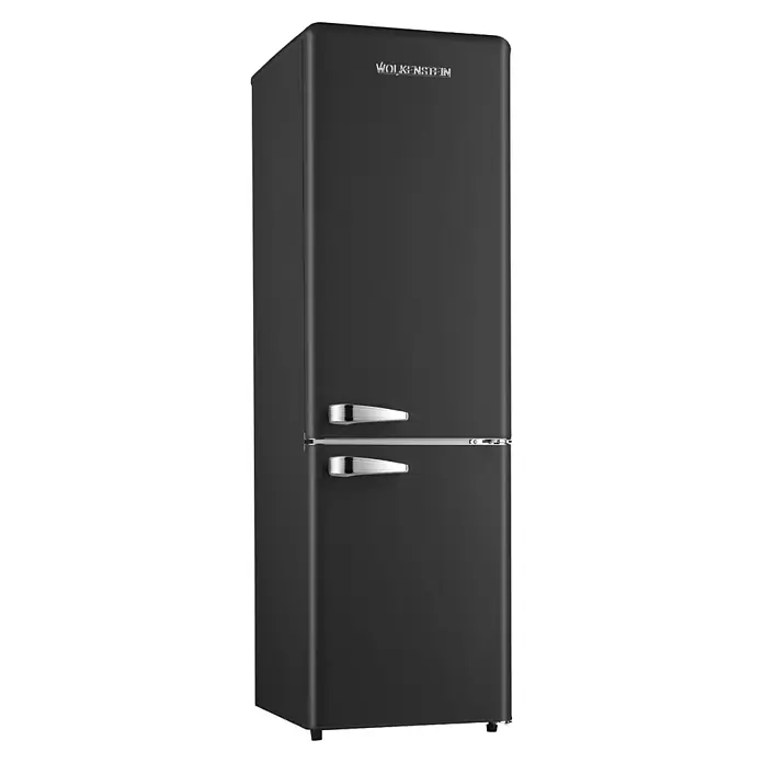 Wolkenstein Kühl-Gefrierkombination - Nutzinhalt Gesamt: 149 l, 62,6 x 54,6 x 177,5 cm, Schwarz - Schwarzer Wolkenstein Kühlschrank mit zwei Türen und silbernen Griffen. Stilvolles Design für jede Küche.