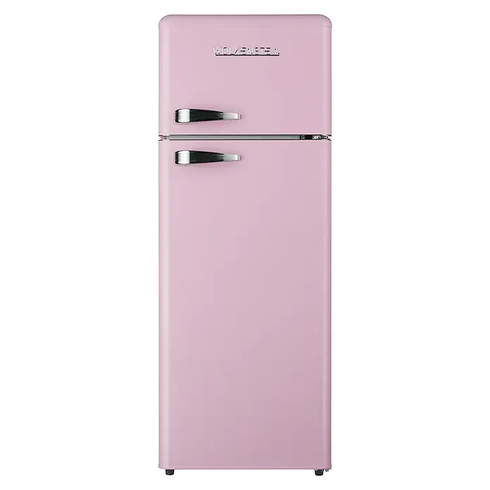Wolkenstein Kühl-Gefrierkombination - Nutzinhalt Gesamt: 211 l, 62,6 x 54,5 x 145,6 cm, Pink - Rosa Wolkenstein Kühlschrank im Retro-Look mit zwei Türen und Chromgriffen für stilvolle Kühlung.