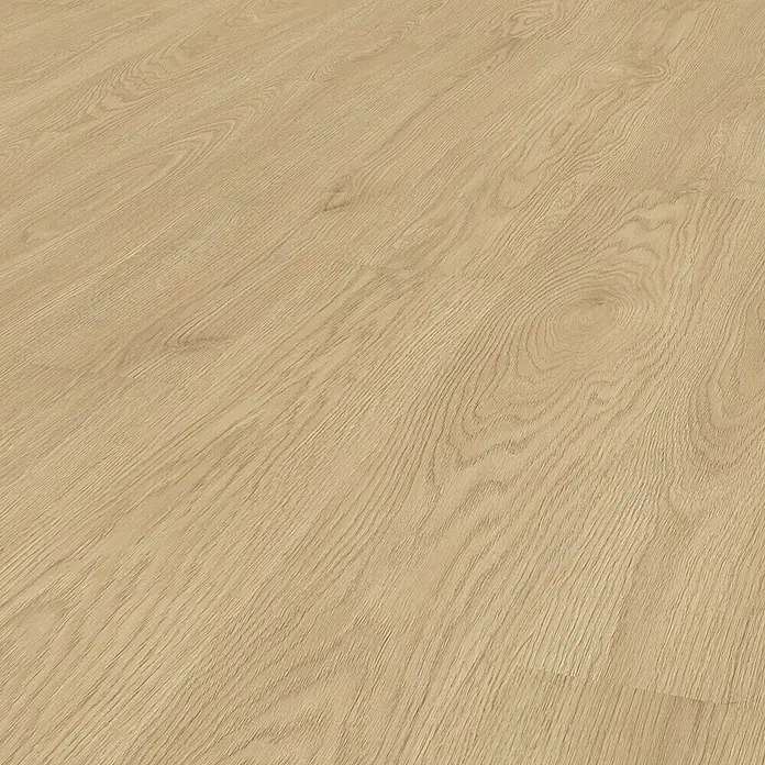LOGOCLIC Family Laminatmuster Eiche Diosa - 300 x 192 x 7 mm, Landhausdiele - Ansicht von hellem Laminatboden mit natürlicher Holzstruktur und Maserung.