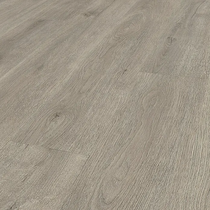 LOGOCLIC Family Laminatmuster Eiche Montana - 300 x 192 x 7 mm, Landhausdiele - Nahaufnahme eines Vinylbodens mit Holzmuster, der die realistische Maserung und Textur hervorhebt.