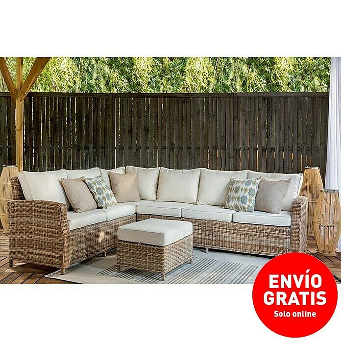 Sofá de conjunto esquinero + Taburete reposapiés Gotland (Arena) | BAUHAUS