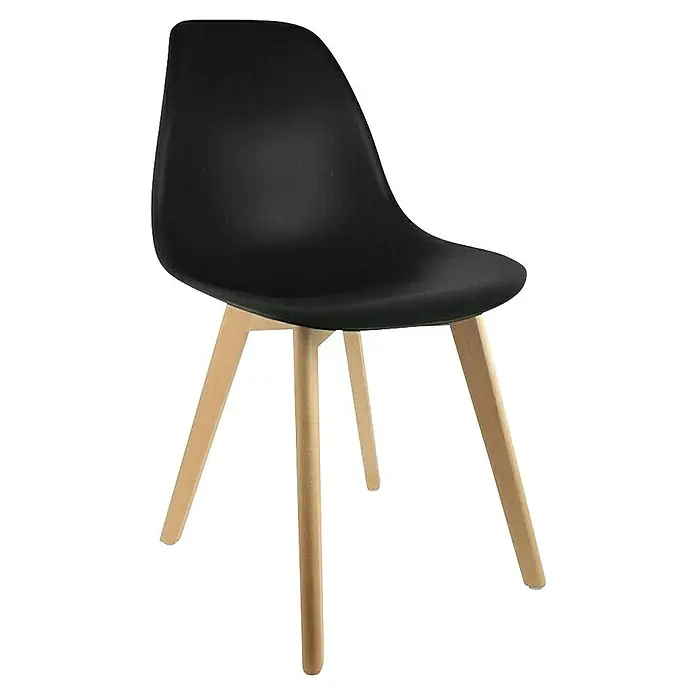 Home Deco Factory Silla Stockholm - Negro, 4 pzs. - Diseño elegante: silla negra con patas de madera clara. La silla impresiona por su forma moderna y materiales de alta calidad.