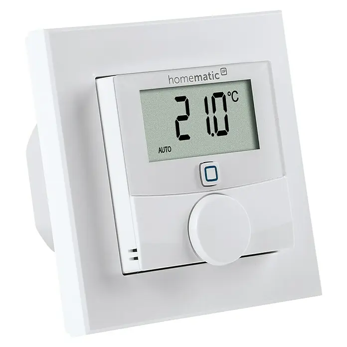 Homematic IP Funk-Raumthermostat HmIP-BWTH - Netzbetrieben, 230 V, 54 x 86 x 86 mm, Weiß - Homematic IP Wandthermostat: Intelligente Temperaturregelung für ein komfortables Zuhause, einfache Bedienung und präzise Einstellung.