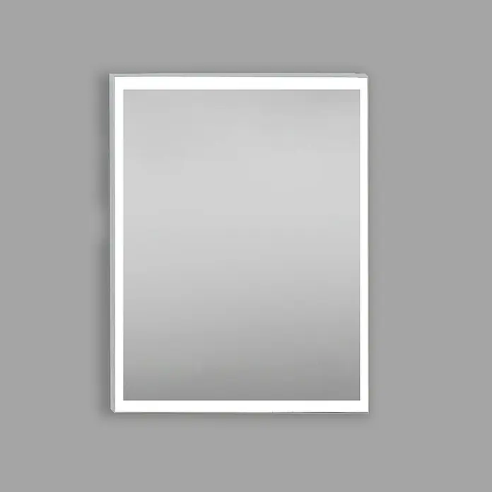 Camargue Lichtspiegel Etna - 60 x 70 cm, Silber, Leuchtmittel - Ein rechteckiger LED-beleuchteter Spiegel, perfekt für moderne Badezimmer. Das Licht sorgt für eine gleichmäßige Ausleuchtung.