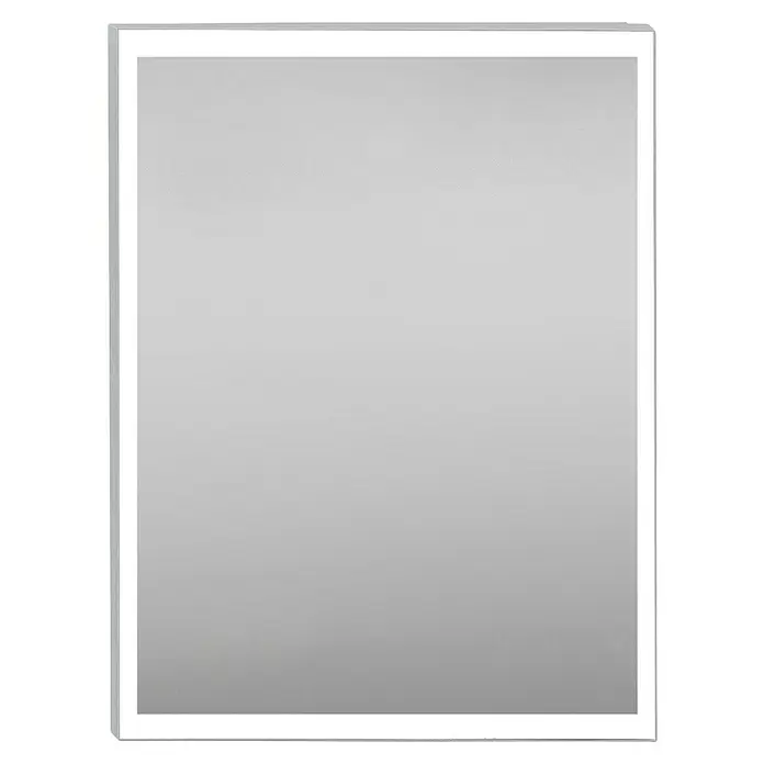 Camargue Lichtspiegel Etna - 60 x 70 cm, Silber, Leuchtmittel - Hellgraues Rechteckfeld mit dünnem weißem Rand.