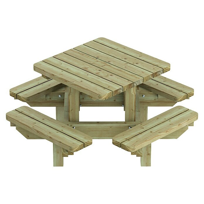 Outdoor Life Products Picknicktafel Grenen (l x b x h: 120 x 120 x 64 cm, Groen) | BAUHAUS