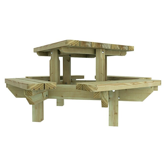 Outdoor Life Products Picknicktafel Grenen (l x b x h: 120 x 120 x 64 cm, Groen) | BAUHAUS