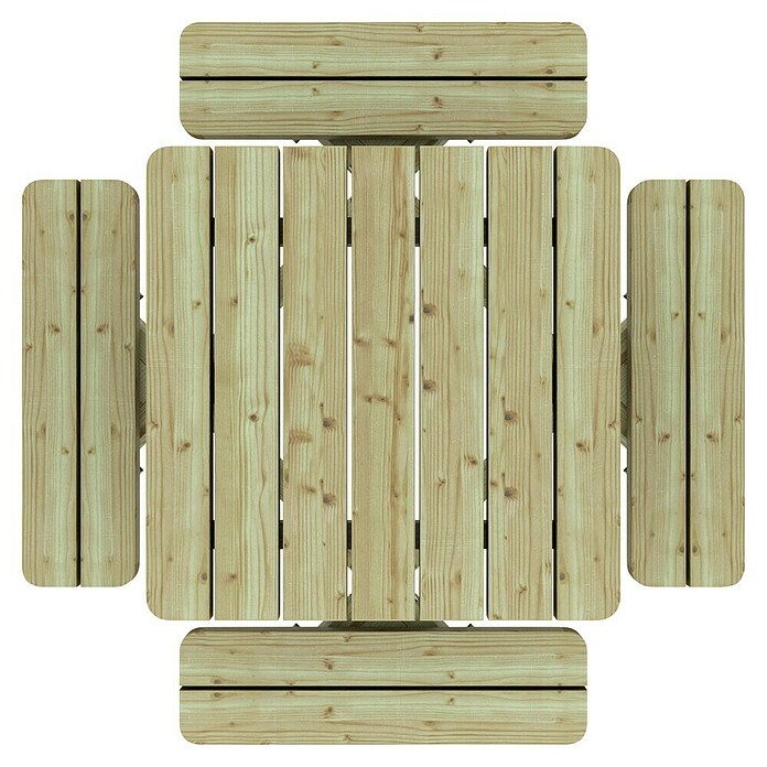 Outdoor Life Products Picknicktafel Grenen (l x b x h: 120 x 120 x 64 cm, Groen) | BAUHAUS