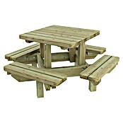 Outdoor Life Products Picknicktafel Grenen (l x b x h: 120 x 120 x 64 cm, Groen) | BAUHAUS