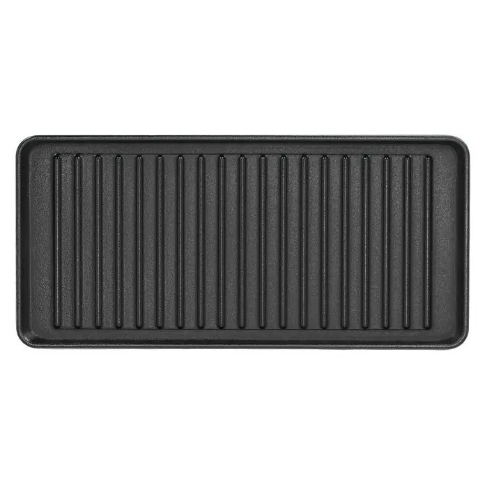 Kingstone Grillplatte - L x B: 40 x 19 cm - Hier ist eine rechteckige, schwarze Grillpfanne mit erhöhten Rippen. Ideal zum Grillen von Fleisch und Gemüse mit authentischen Grillstreifen.