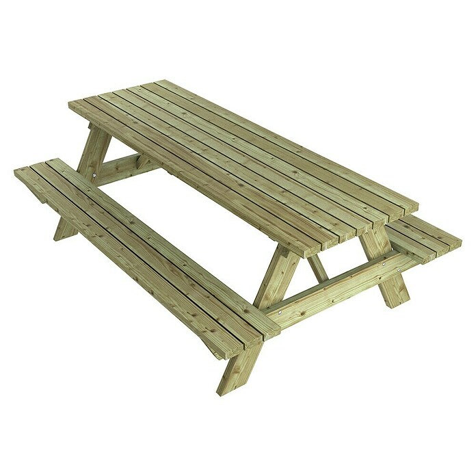 Outdoor Life Products Picknicktafel (l x b x h: 210 x 151 x 80 cm, Groen) | BAUHAUS