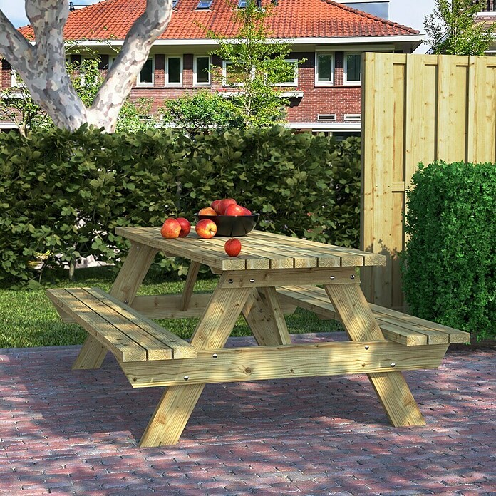 Outdoor Life Products Picknicktafel (l x b x h: 210 x 151 x 80 cm, Groen) | BAUHAUS