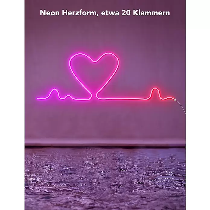Govee Befestigungsclip-Set - Passend für: Govee Neon-LED-Streifen in H61A1-Profilen - Rosa und rotes Neon-Herz und Pulslinien-Wandlicht.