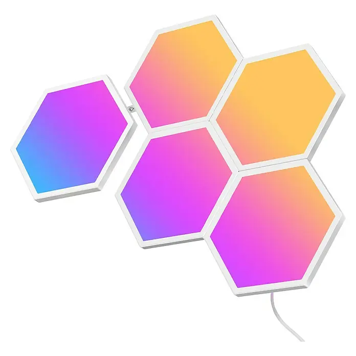 Govee Starterkit Glide Hexa Light Panels B6061 - Weiß - Bunte sechseckige LED-Wandleuchten erhellen den Raum mit einem sanften Farbverlauf. Die modularen Leuchten sind ein echter Hingucker.