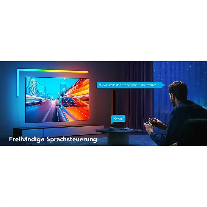 Govee LED-Wandleuchte Glide Wall Light H6062 - 36 W, Weiß, RGBW - Intelligente Lichtleisten mit Sprachsteuerung zur direkten Steuerung der Beleuchtung für ein immersives Erlebnis.