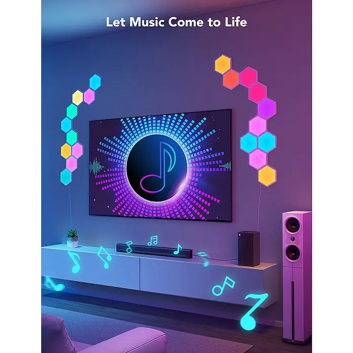 Govee Erweiterungs-Set Glide Hexa Light Panels Expansion H1061002 - Weiß - Intelligente LED-Panels erwecken Musik zum Leben, mit anpassbarer Beleuchtung, die zu Ihrem Sound passt.