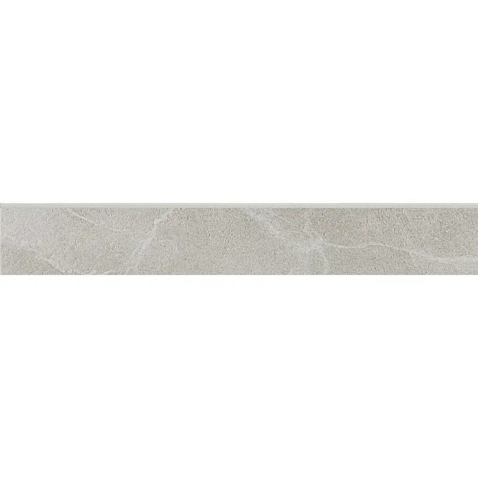 Zócalo cerámico Soul - 9 x 60,8 cm, Base, Mate - Aquí hay una imagen de una moderna baldosa de pared gris con un sutil aspecto de piedra, perfecta para interiores elegantes.