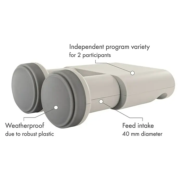 Schwaiger Monoblock Twin-LNB - 23 mm - 40 mm, Hellgrau - LNB-Satellitenempfänger für zwei Teilnehmer, wetterfest durch robusten Kunststoff, mit 40 mm Durchmesser.