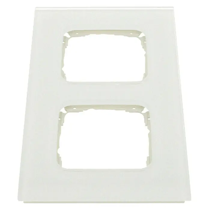 Glas-Abdeckrahmen - Weiß glänzend, 2-fach, Passend für: Busch-Jaeger Serien Busch-Duro2000® SI & Reflex SI - Weiße Waschtischplatte mit zwei eckigen Ausschnitten. Diese Platte ist ideal für Doppelwaschbecken und moderne Badezimmerdesigns.