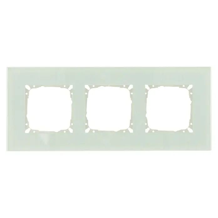 Glas-Abdeckrahmen - Mint glänzend, 3-fach, Passend für: Schalterserien mit dem Maße 55x55mm - Nahaufnahme einer dreifachen weißen Glas-Schalterabdeckung, die ein modernes und elegantes Design für jeden Raum bietet.