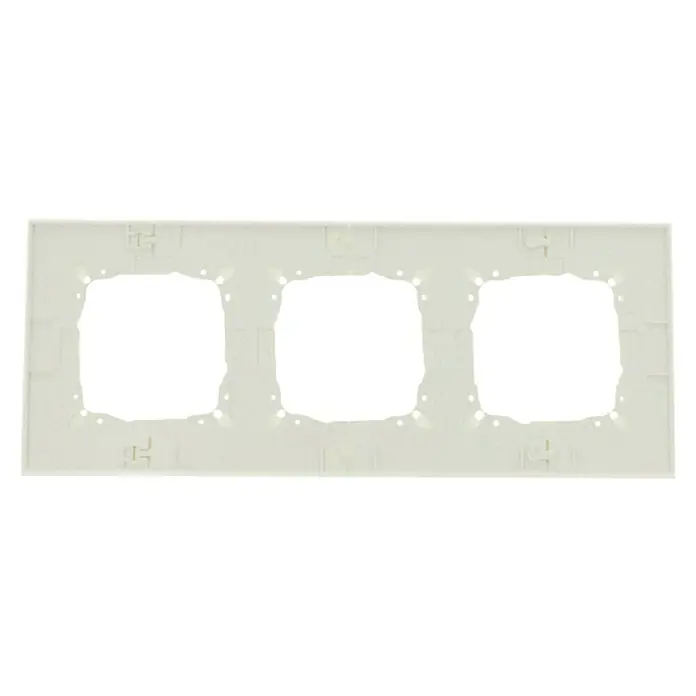 Glas-Abdeckrahmen - Weiß glänzend, 3-fach, Passend für: Busch-Jaeger Serien Busch-Duro2000® SI & Reflex SI - Dreifach-Wandplatte in Cremeweiß mit rechteckigen Aussparungen für Lichtschalter oder Steckdosen.