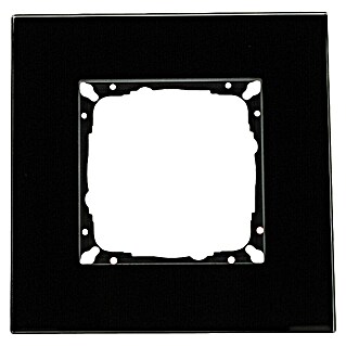 Glas-Abdeckrahmen (Schwarz glänzend, 1-fach, Unterputz, Passend für: Schalterserien mit dem Maße 55x55mm)