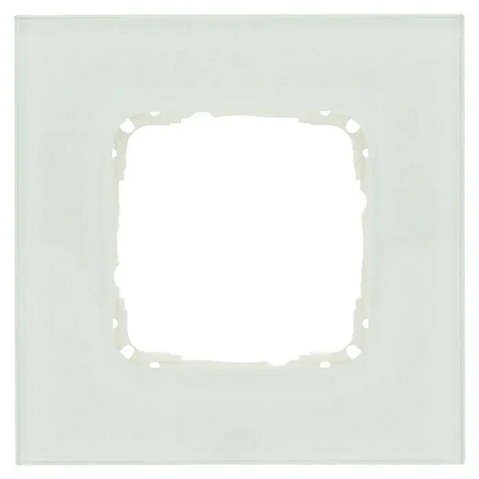 Glas-Abdeckrahmen - Mint glänzend, 1-fach, Passend für: Busch-Jaeger Serien Busch-Duro2000® SI & Reflex SI - Weiße quadratische Abdeckung mit einem Loch in der Mitte, ideal für Schalter oder Steckdosen.