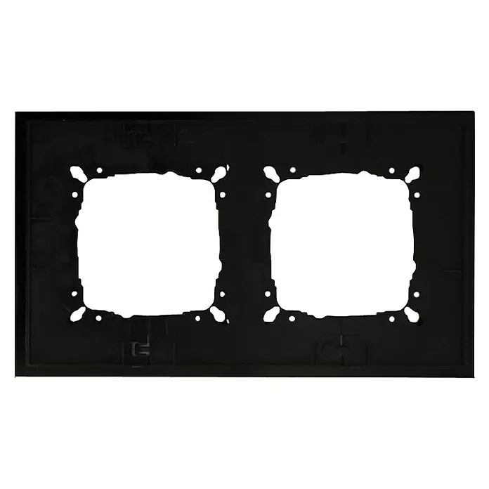 Glas-Abdeckrahmen - Schwarz glänzend, 2-fach, Passend für: Schalterserien mit dem Maße 55x55mm - Schwarze Doppel-Abdeckplatte für zwei Schalter oder Steckdosen. Einbaurahmen mit rechteckigen Aussparungen für Elektroinstallationen.