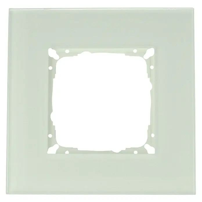 Glas-Abdeckrahmen - Mint glänzend, 1-fach, Passend für: Schalterserien mit dem Maße 55x55mm - Weißer quadratischer Glasrahmen mit zentraler quadratischer Öffnung, ideal für Schalter oder Steckdosen.