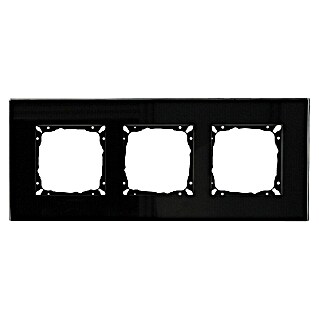 Glas-Abdeckrahmen (Schwarz glänzend, 3-fach, Unterputz, Passend für: Schalterserien mit dem Maße 55x55mm)