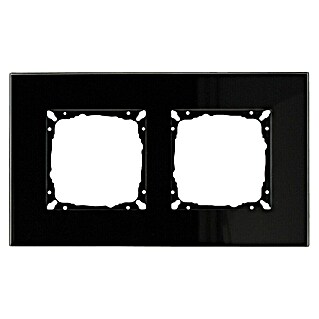 Glas-Abdeckrahmen (Schwarz glänzend, 2-fach, Unterputz, Passend für: Schalterserien mit dem Maße 55x55mm)