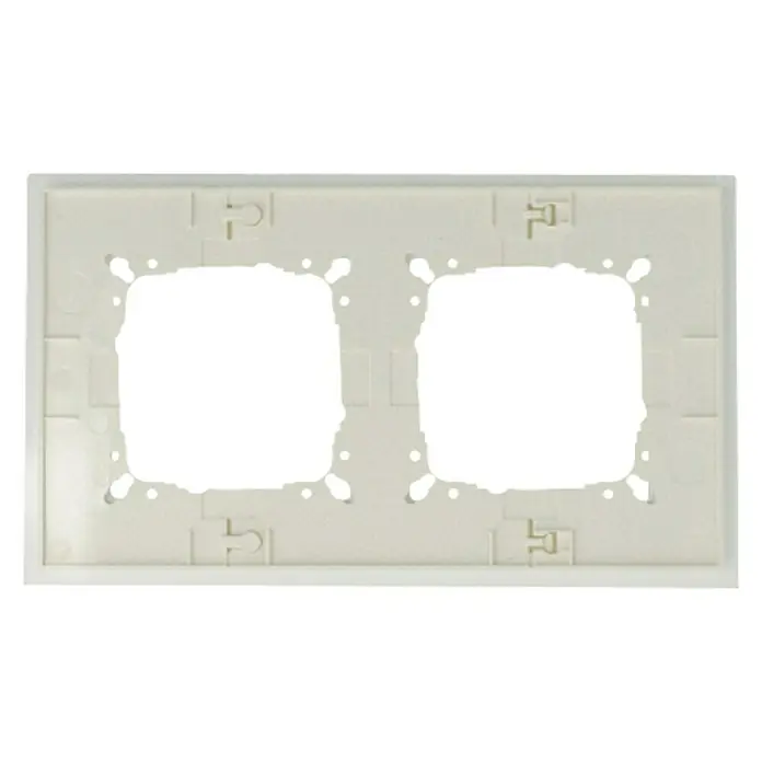 Glas-Abdeckrahmen - Mint glänzend, 2-fach, Passend für: Schalterserien mit dem Maße 55x55mm - Eine cremefarbene Doppel-Schalterabdeckung mit zwei Aussparungen zur Installation von Schaltern.