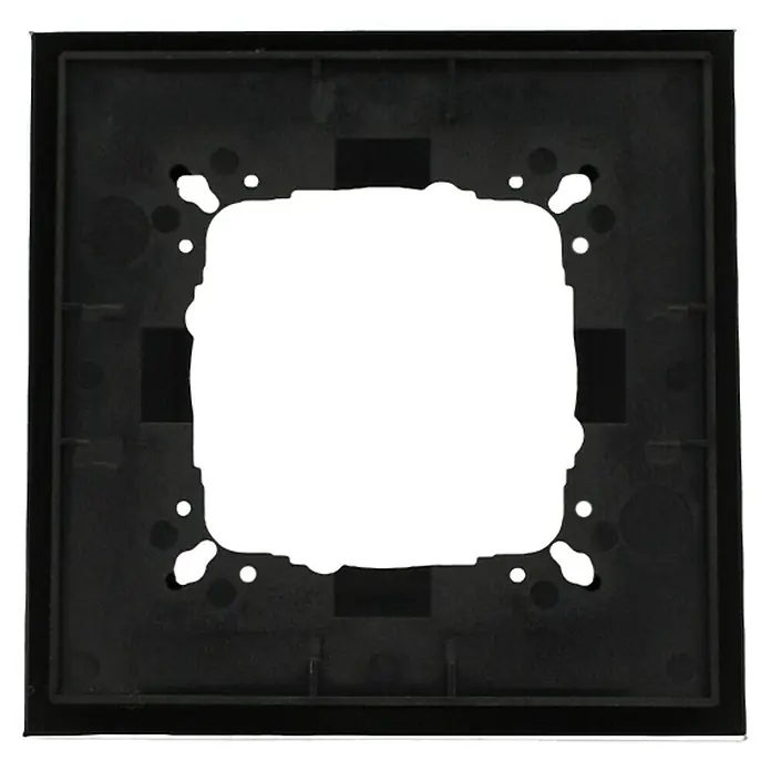 Glas-Abdeckrahmen - Schwarz glänzend, 1-fach, Passend für: Schalterserien mit dem Maße 55x55mm - Schwarze quadratische Abdeckung mit zentraler Öffnung und Befestigungslöchern für eine Unterputzdose.