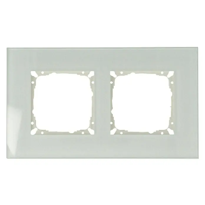 Glas-Abdeckrahmen - Mint glänzend, 2-fach, Passend für: Schalterserien mit dem Maße 55x55mm - Eine Doppel-Schalterabdeckung aus Glas in Weiß. Ideal, um das Interieur mit einem modernen Touch zu versehen.