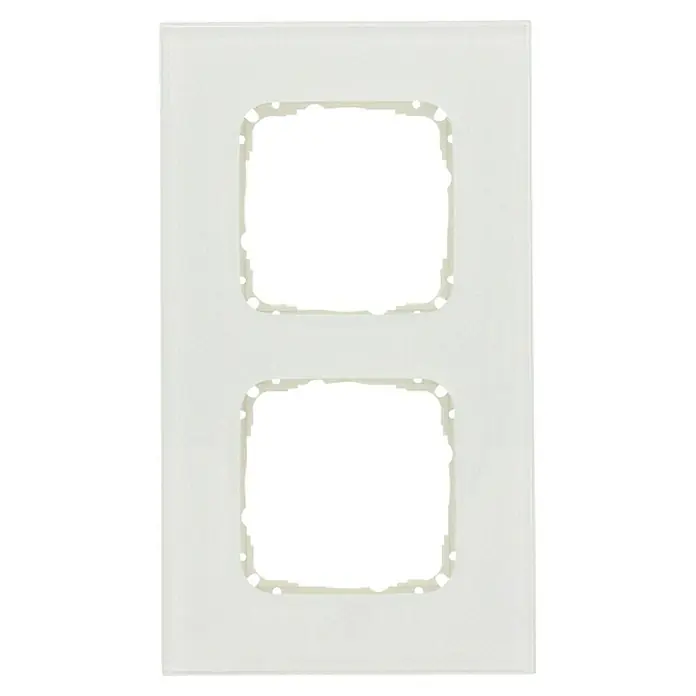 Glas-Abdeckrahmen - Weiß glänzend, 2-fach, Passend für: Busch-Jaeger Serien Busch-Duro2000® SI & Reflex SI - Ein schlichter, weißer Doppel-Wandschalterrahmen für zwei Einsätze, ideal für moderne Wohnräume.