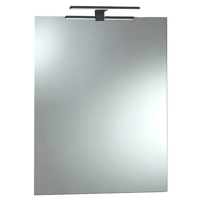 Camargue Lichtspiegel Alba - 60 x 70 cm, Schwarz, Leuchtmittel - Rechteckiger Spiegel mit integrierter dunkler LED-Lichtleiste oben.