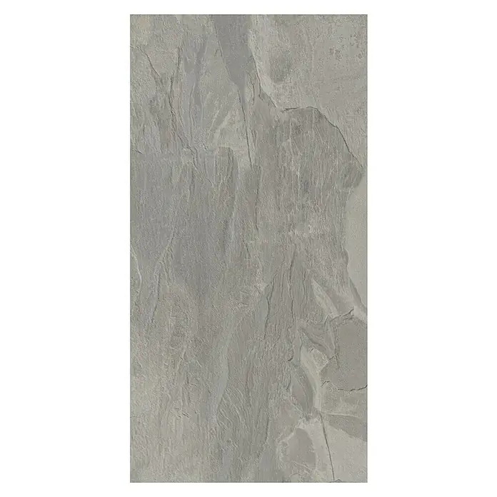 LOGOCLIC Ceramico Laminat - Lucienda, Fliese, 638 x 330 x 8 mm - Graue Schieferfliese mit natürlicher Textur. Ideal für Wand- und Bodenbeläge mit rustikalem Charme.