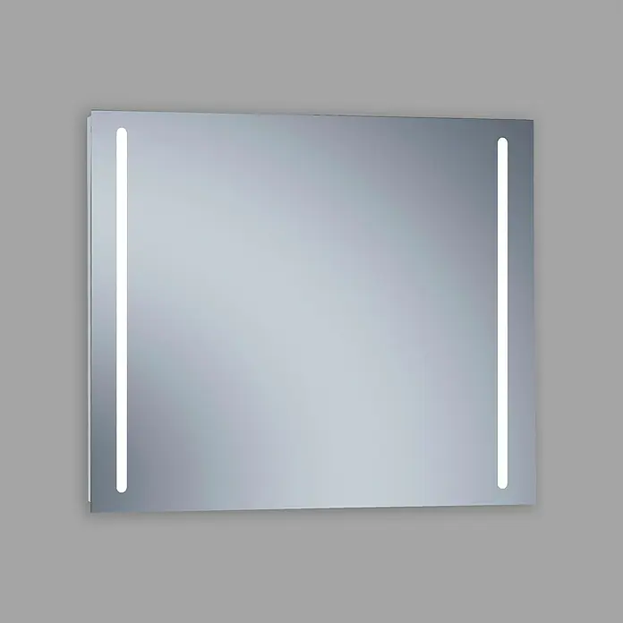 Camargue Lichtspiegel Eco Two - 80 x 70 cm, Leuchtmittel - Beleuchteter rechteckiger Badezimmerspiegel mit LED-Streifen an den Seiten für ein modernes und helles Ambiente im Bad.