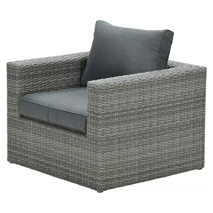 Garden Impressions Garten-Loungesessel Orangebird - 1 Stk., Aluminium, Dunkelgrau, B x T x H: 85,5 x 90,5 x 65 cm - Grauer Outdoor-Sessel aus Polyrattan mit passenden grauen Kissen.