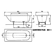 Kaldewei Badewanne Saniform Plus 361-1 (150 x 70 cm, Stahl-Email, Alpinweiß)