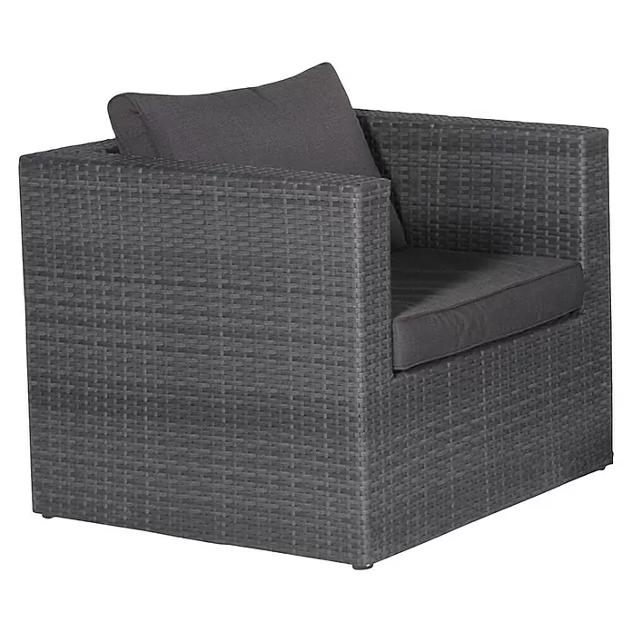 Garden Impressions Garten-Loungesessel Montana - 1 Stk., Polyrattan, Dunkelgrau, B x T x H: 74 x 74 x 64 cm - Dunkelgrauer geflochtener Outdoor-Sessel mit passenden Polstern für Komfort.