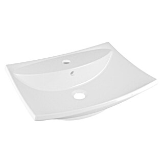 Camargue Lavabo pequeño Sharki (An x L: 50 x 39 cm, Sin esmalte especial, Orificios para grifo: Medio, Con desbordamiento, Blanco)
