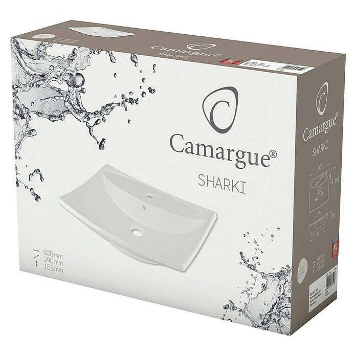 Camargue Waschbecken Sharki (50 x 39 cm, Keramik, Weiß)