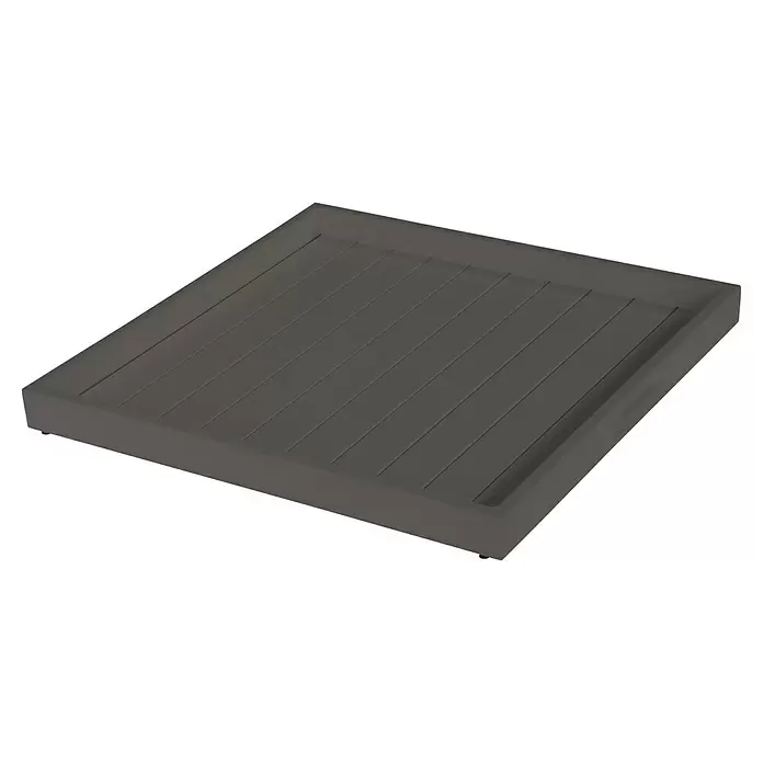 Garden Impressions Serviertablett - L x B: 60 x 60 mm, Metall, Schwarz - Dunkelgraue Duschwanne mit Lamellenoberfläche.