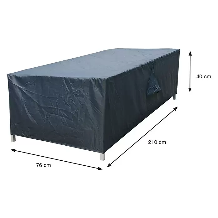 Gartenliege-Schutzhülle - L x B x H: 210 x 76 x 40 cm, 300D Ripstop-PES-Oxford mit TPU-Beschichtung, Dunkelgrau - Dunkelgraue rechteckige Outdoor-Tischabdeckung, Maße 210x76x40 cm.