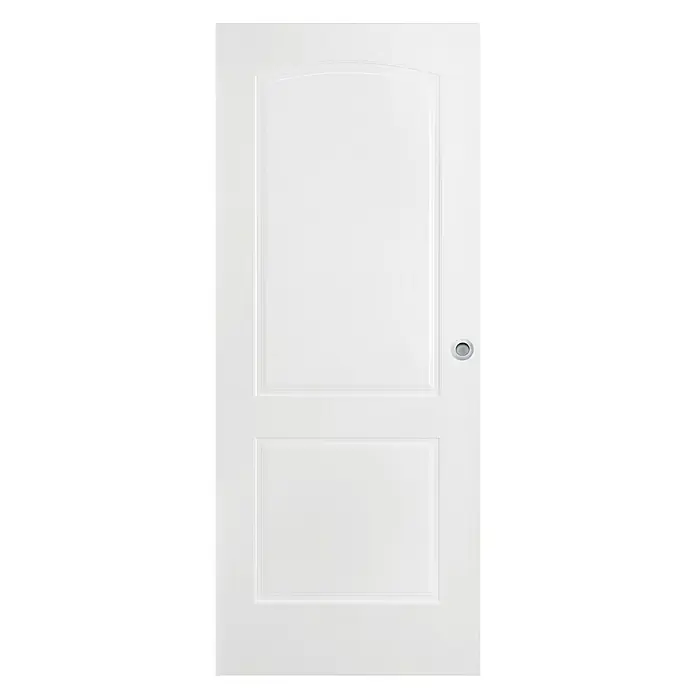 Solid Elements Puerta corredera de madera Bremen - 72,5 x 203 cm, Blanco, Maciza, Con uñero - Puerta blanca con dos paneles, el panel superior con un arco suave, un elemento de diseño moderno para cualquier habitación.