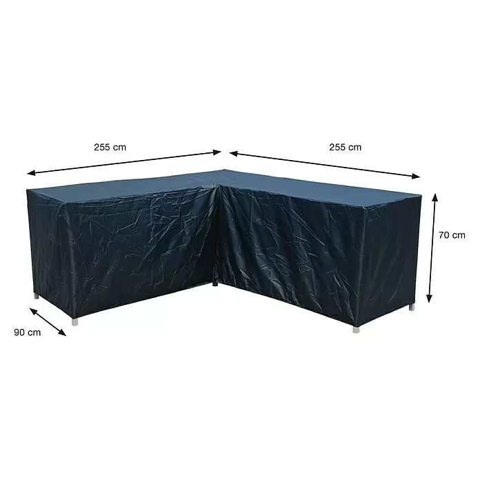 Garden Impressions Loungemöbel-Schutzhülle - L x B x H: 255 x 90 x 70 cm, 300D Ripstop-PES-Oxford, TPU-Beschichtung, Dunkelgrau - Dunkelblaue L-förmige Schutzhülle für Outdoor-Lounge-Möbel.